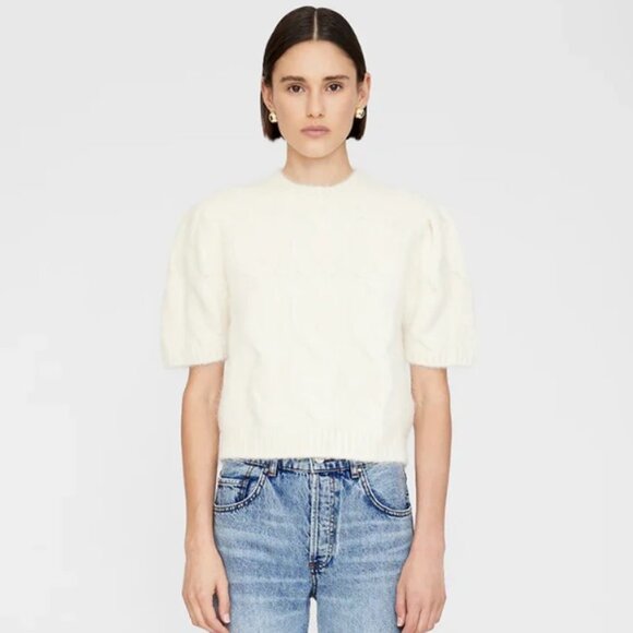 ANINE BING Brittany Cable Stitch Sweater Ivory, M - Picture 12 of 12